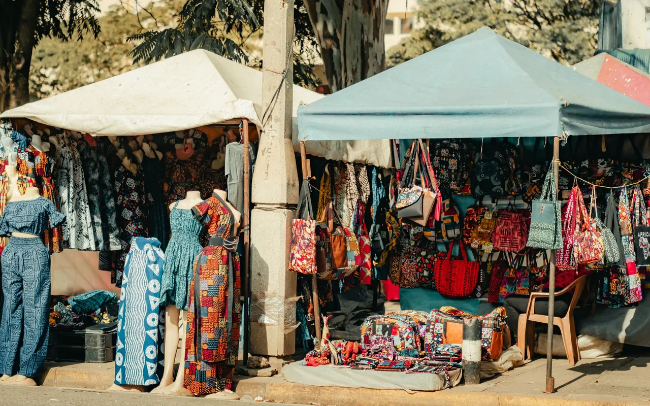 A busy market street in Ghana