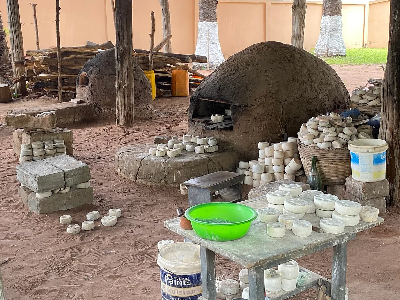 Traditional Krobo glass bead making at Cedi house, Krobo Odumase, Eastern region Ghana.